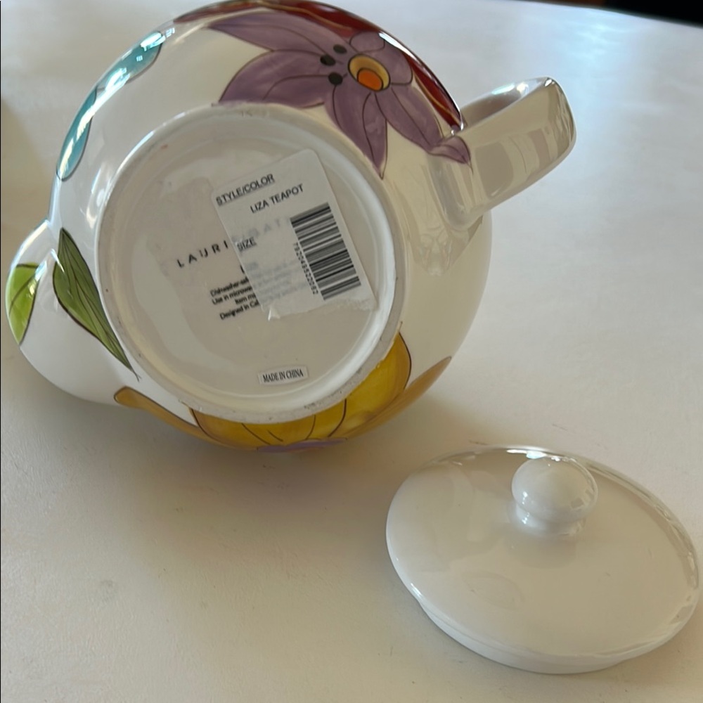 Floral Ceramic Teapot - Red and Blue - Picture 5 of 7